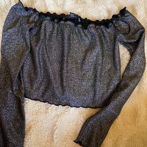 Sparkly off-shoulder crop top